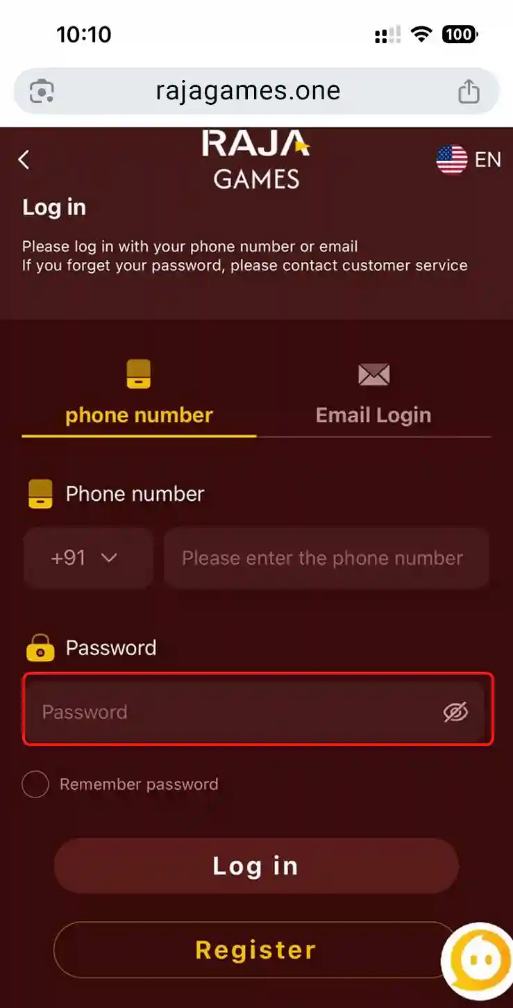 Raja Games Login Step 3
