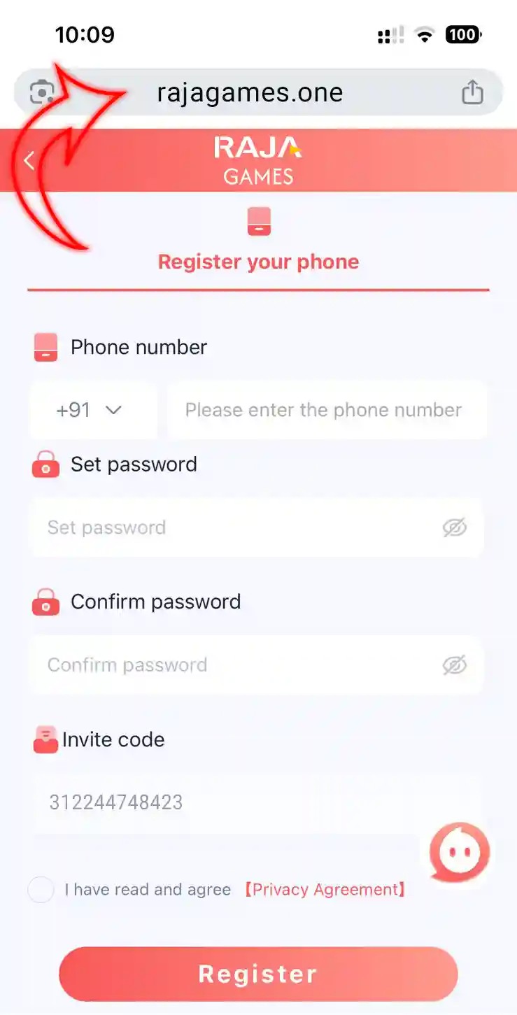 Raja Games Registration Step 1